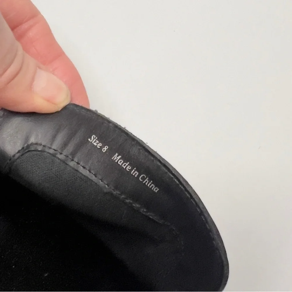 DOLVE VITA Clear Women’s Size 8 Black Slip On Mules. Reptile pattern. Low Heel - Picture 7 of 8